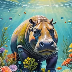 Hippo Underwater Paint by Number