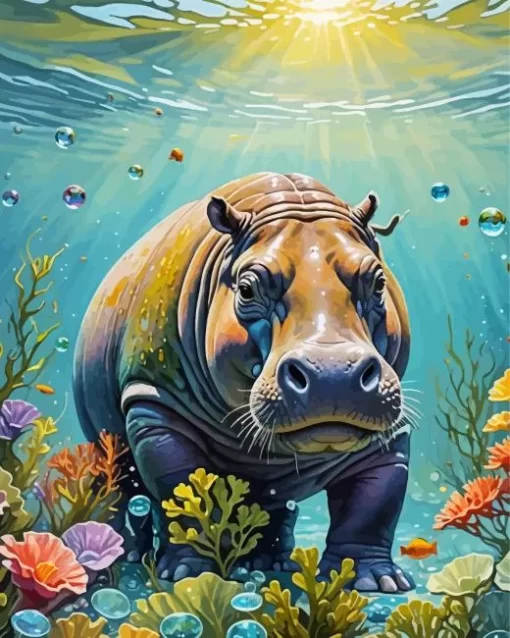 Hippo Underwater Paint by Number