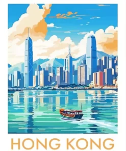 hong kong travel poster paint by number