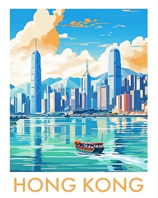 hong kong travel poster paint by number