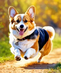 Jumping Pembroke Welsh Corgi Paint by Number