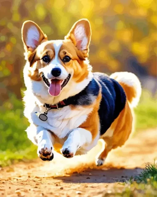 Jumping Pembroke Welsh Corgi Paint by Number