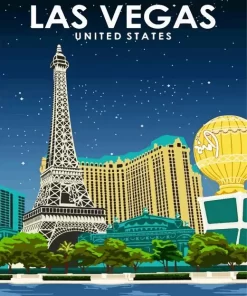 las vegas travel poster paint by numbers