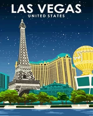 las vegas travel poster paint by numbers