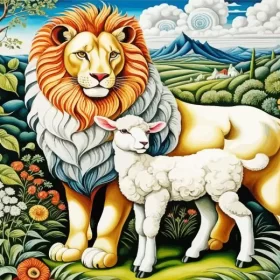 Lion And Lamb Paint by Number