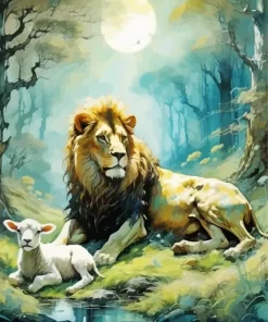 Lion And Lamb Paint by Number