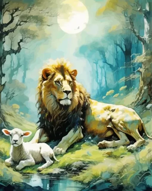 Lion And Lamb Paint by Number