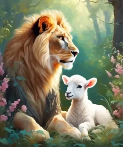 Lion And Lamb Art Paint by Number