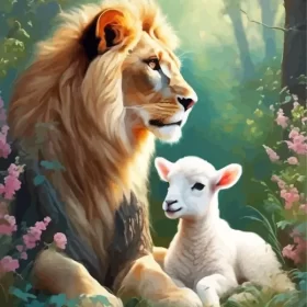 Lion And Lamb Art Paint by Number