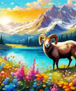 Lonely Bighorn Sheep Paint by Number