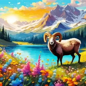 Lonely Bighorn Sheep Paint by Number