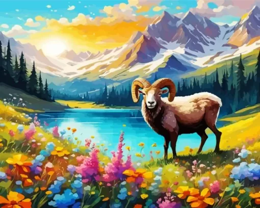 Lonely Bighorn Sheep Paint by Number