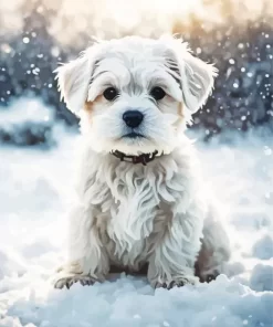 Maltese In Snow Paint by Number