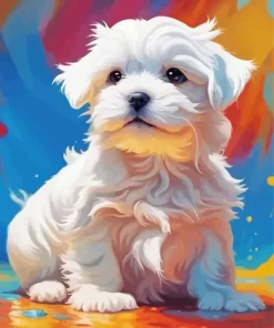 Maltese Puppy Art Paint by Number