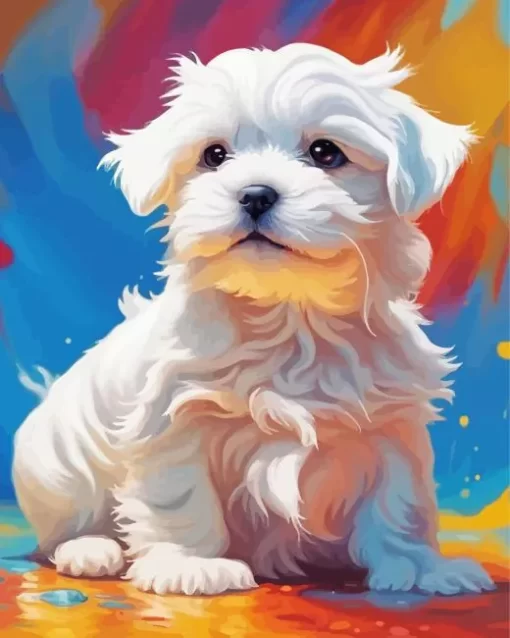 Maltese Puppy Art Paint by Number