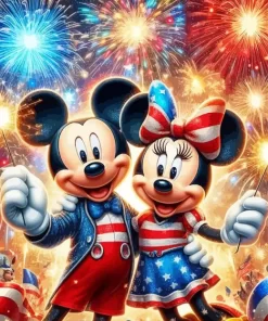 Mickey And Minnie Celebrating 4th July Paint by Number