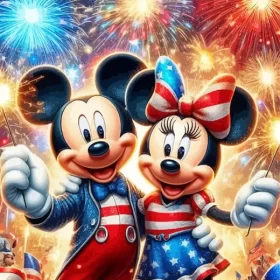 Mickey And Minnie Celebrating 4th July Paint by Number