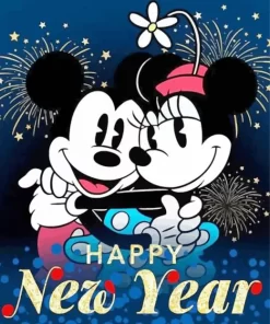 Mickey And Minnie Mouse New Year Paint by Number