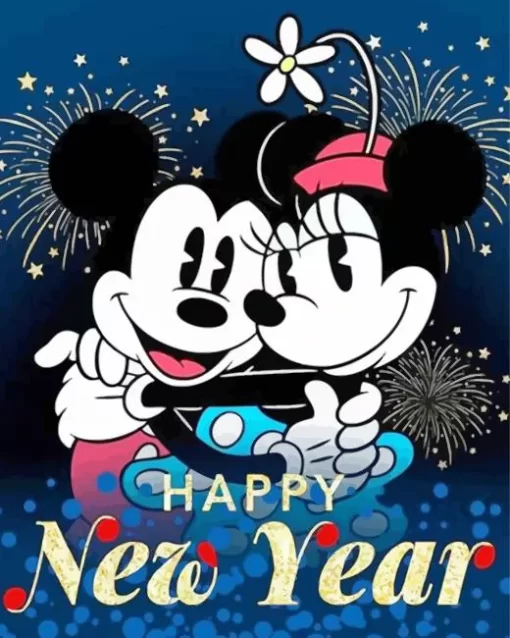 Mickey And Minnie Mouse New Year Paint by Number