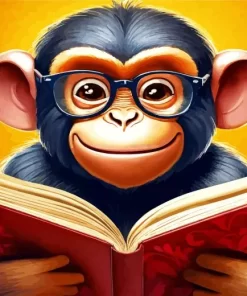 Monkey Reading With Glasses Paint by Numbers