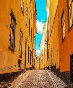 narrow street gamla stan paint by numbers