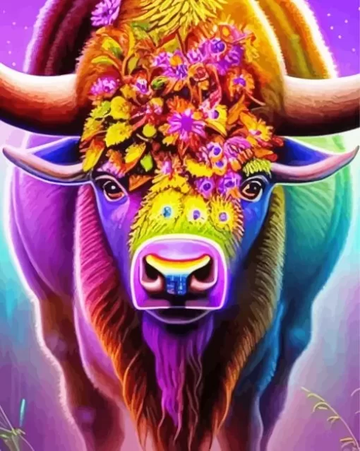 Neon Bison Paint by Number