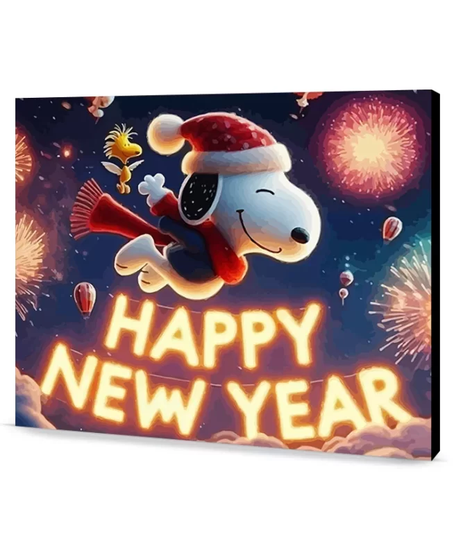 Happy New Year Snoopy New Year Paint by Numbers