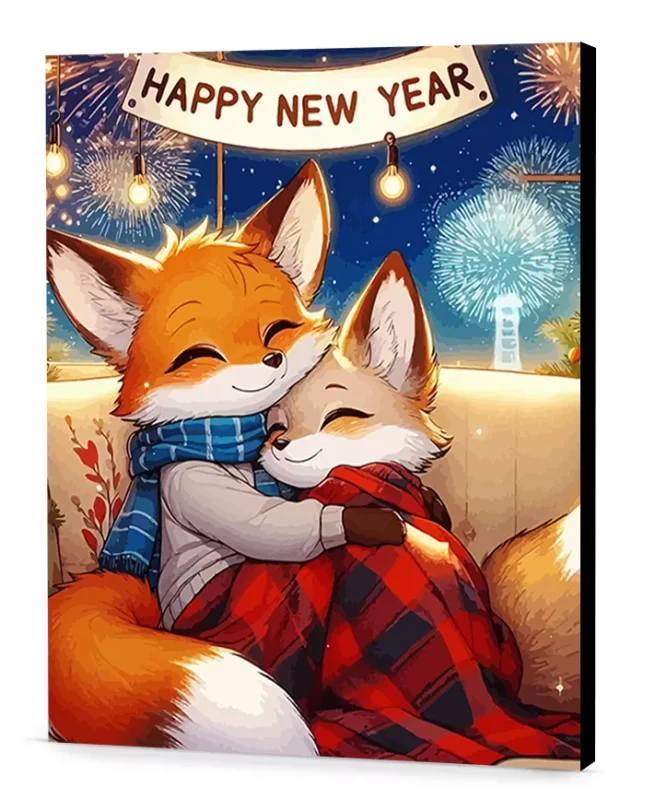 New Year Foxes New Year Paint by Numbers