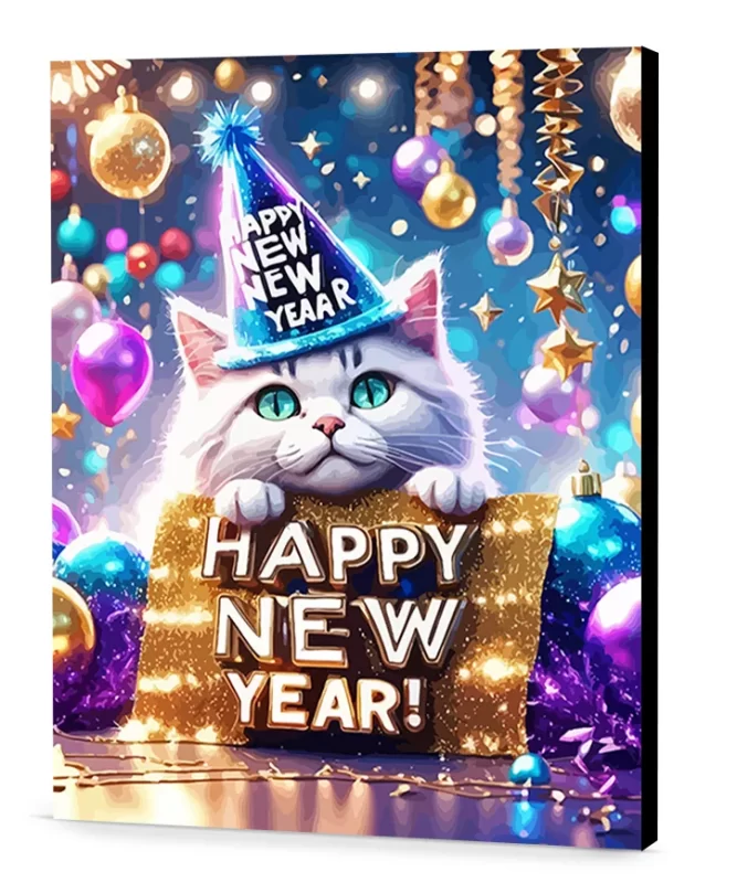 New Year Cat New Year Paint by Numbers