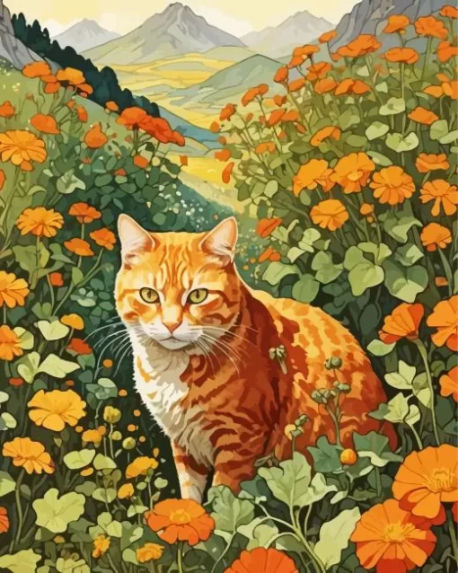 Orange Tabby Cat Paint by Number