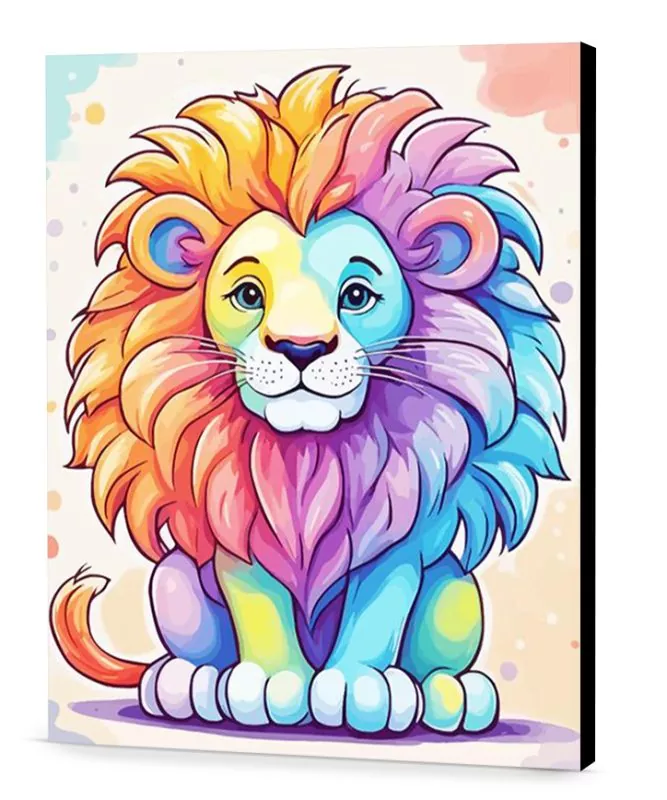 colorful lion paint by numbers for kids