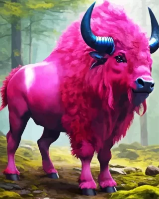 Pink Buffalo Animal Paint by Numbers