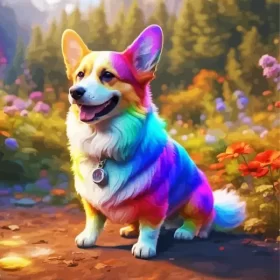 Rainbow Welsh Corgi Paint by Number