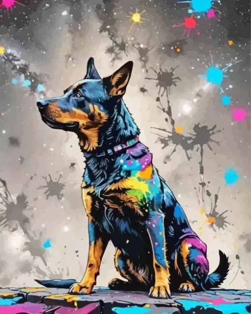 Splash Australian Cattle Dog Paint by Number