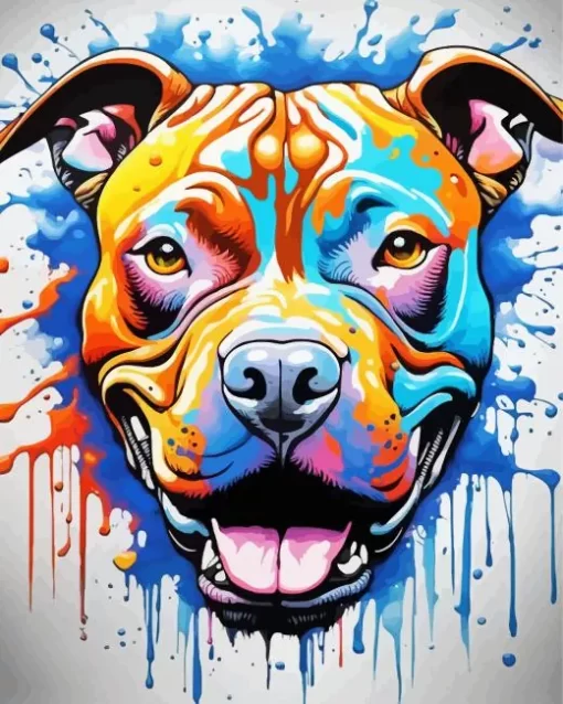 Splash Pit Bull Dog Paint by Number