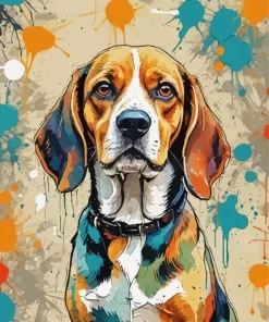 Splashed Beagle Dog Paint by Number