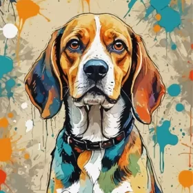 Splashed Beagle Dog Paint by Number