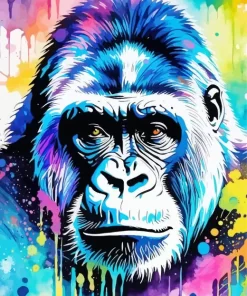 Splatter Colorful Gorilla Paint by Numbers