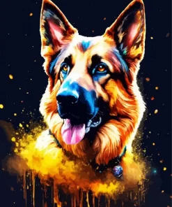 Splatter German Shepherd Paint by Numbers