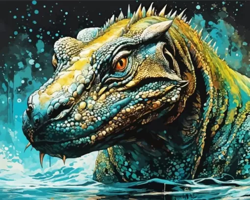 Komodo Dragon Splash Paint by Number