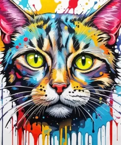 Splatter Tabby Cat Paint by Number