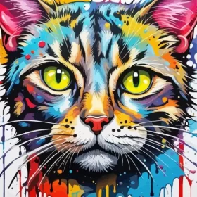 Splatter Tabby Cat Paint by Number