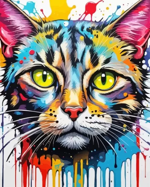 Splatter Tabby Cat Paint by Number