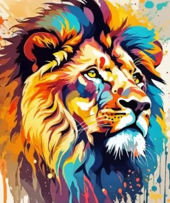 Splatter Colorful Lion Paint by Number