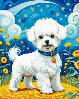 Starry Night Bichon Frise Paint by Numbers 