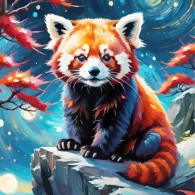 Starry Night Red Panda Paint by Number