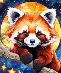 Starry Night Red Panda Art Paint by Number