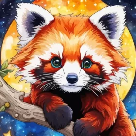 Starry Night Red Panda Art Paint by Number