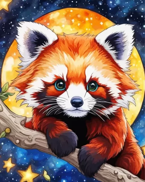 Starry Night Red Panda Art Paint by Number