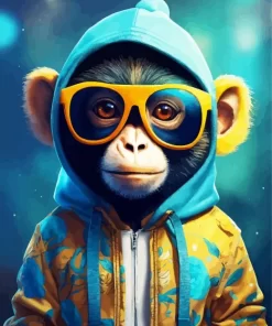 Stylish Monkey With Glasses Paint by Number